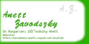 anett zavodszky business card